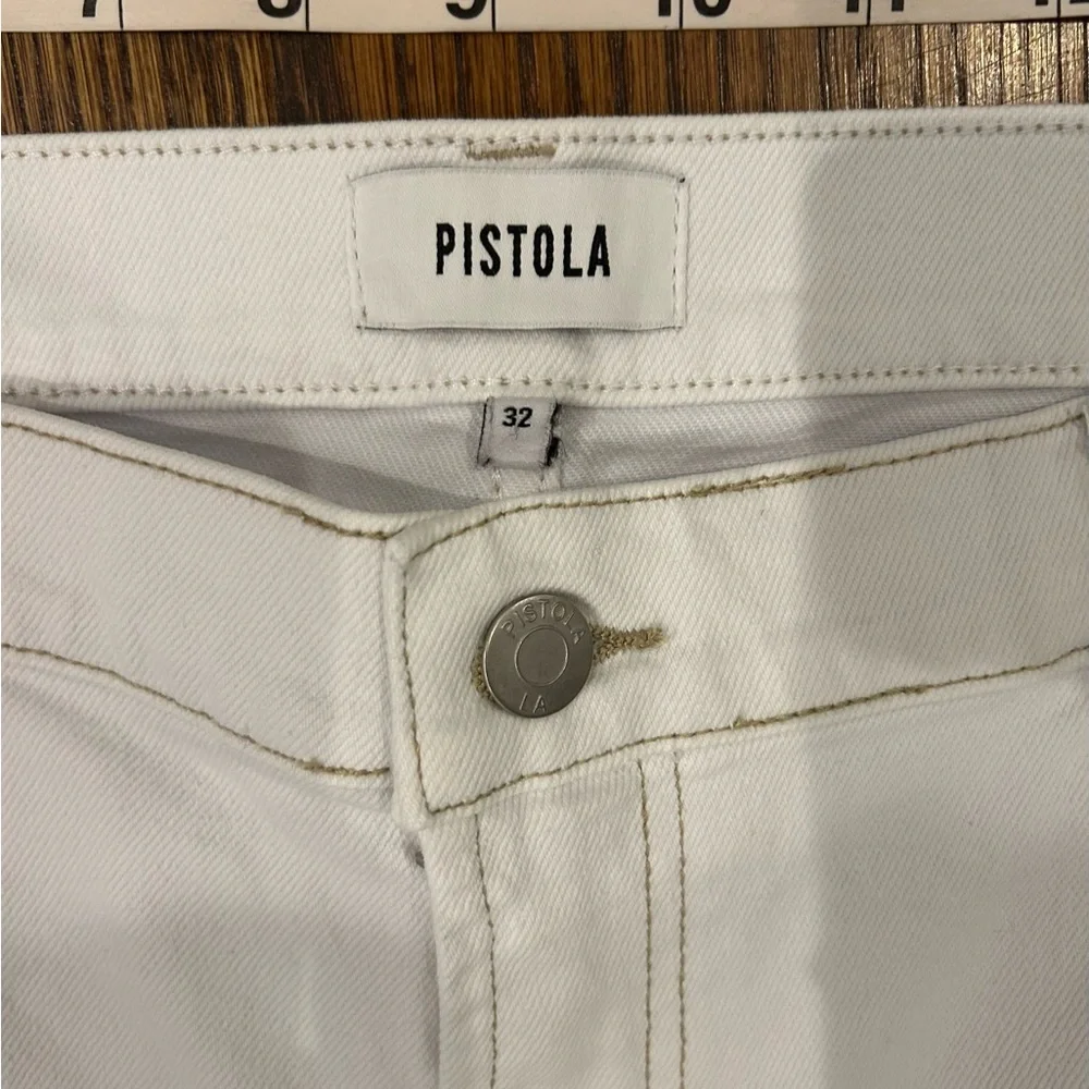 Pistola Charlie High Rise Straight Crop Jeans White Size 32 - Picture 5 of 8